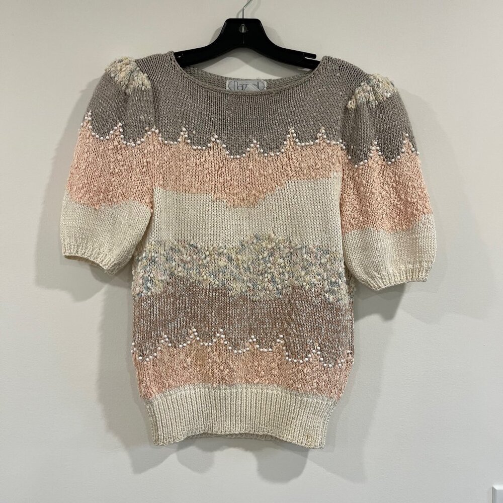 VTG Nannell 80's hand knit sweater size M beautiful pastel design